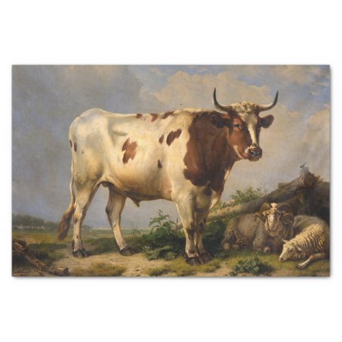 Bull 1847 by Eugene Joseph Verboeckhoven Tissue Paper