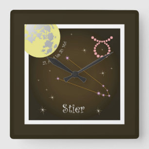 bull 21 April to 20 May Square Wall Clock