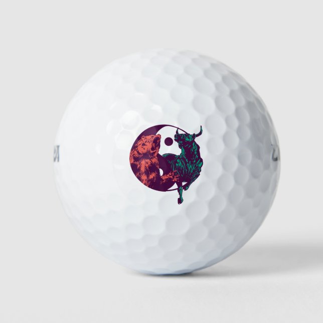 Bull and Bear Day Traders Gift Golf Balls (Front)