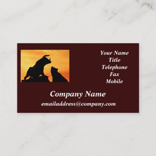 Customizable Bull and Bear Financial Markets business card