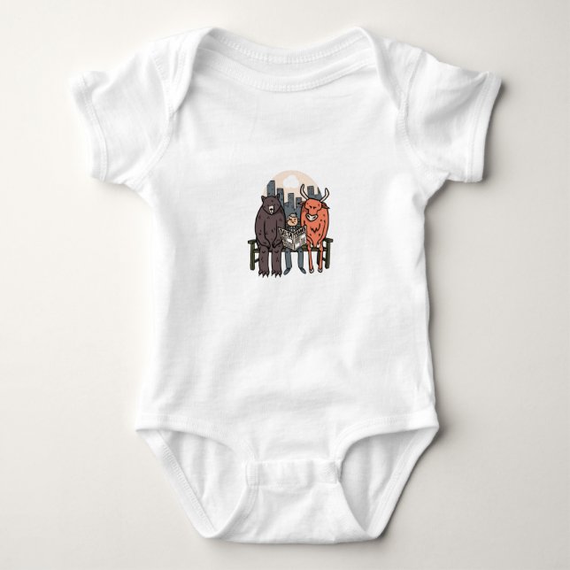 Bull And Bear - Funny Crypto/Stocks Baby Bodysuit (Front)