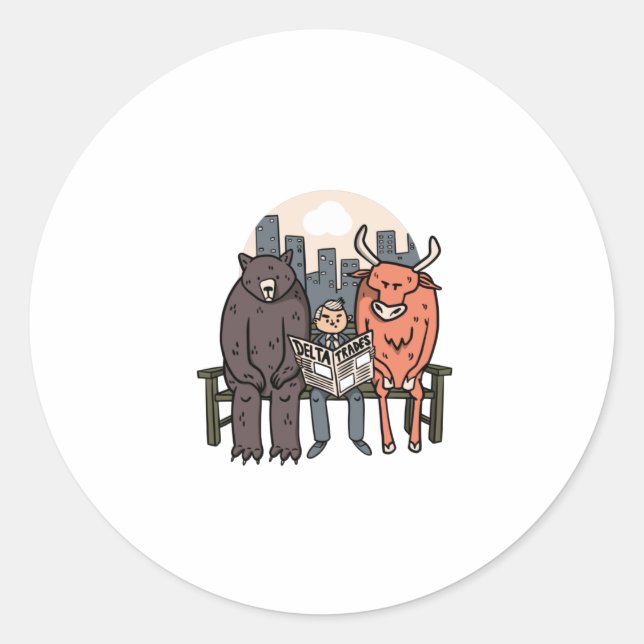 Bull And Bear - Funny Crypto/Stocks Classic Round Sticker (Front)