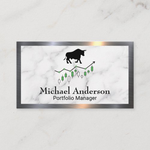 Bull and Bear Logo  Candle Stick Graph  Stocks Business Card