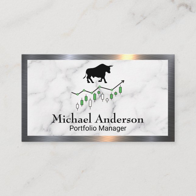 Bull and Bear Logo | Candle Stick Graph | Stocks Business Card (Front)