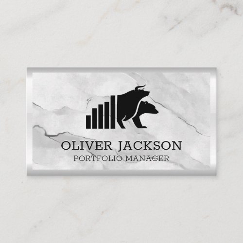 Bull and Bear Logo  Stocks Bar Graph  Stone Business Card