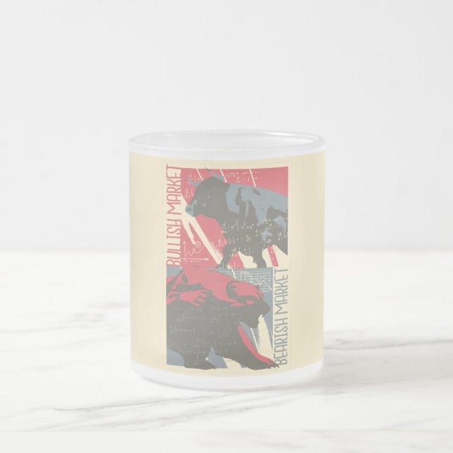 Bull and Bear Market - Day Traders Gift Frosted Glass Coffee Mug (Center)