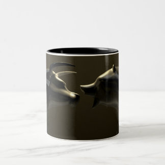 Bull And Bear Market Trend Bronze Castings Two-Tone Coffee Mug