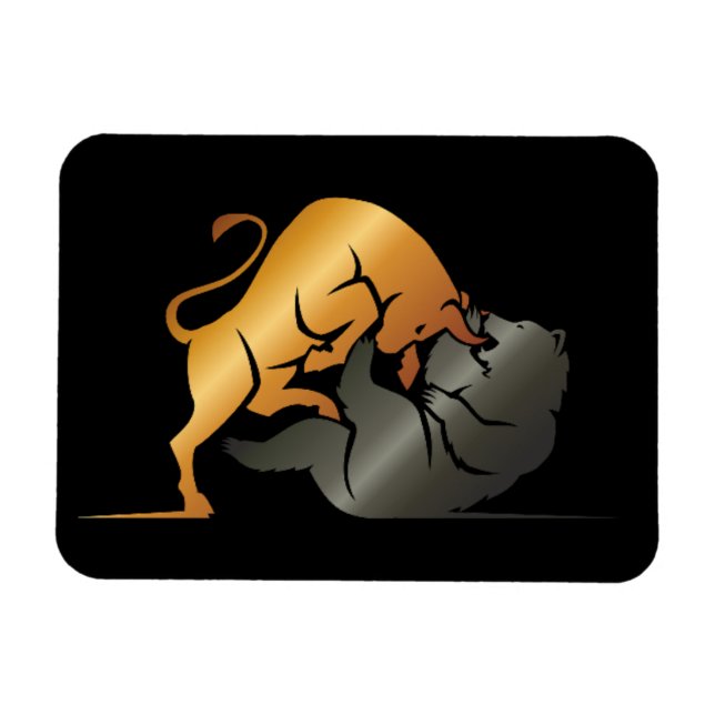 Bull and Bear Stock Market Trading Custom Magnet (Horizontal)