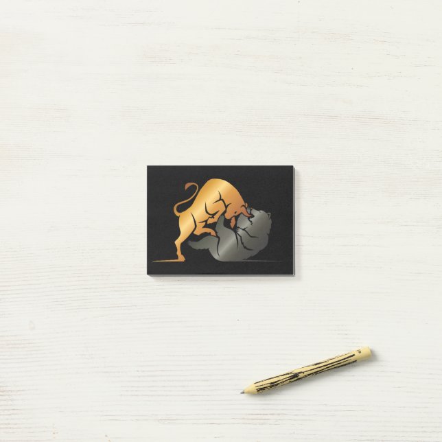 Bull and Bear Stock Market Trading Custom Post-it Notes (On Desk)