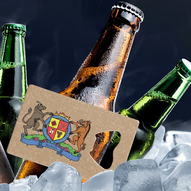 Bull and Boar Rampant BBQ Coat of Arms Credit Card Bottle Opener (Creator Uploaded)