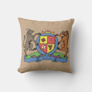 Bull and Boar Rampant BBQ Coat of Arms Outdoor Pillow