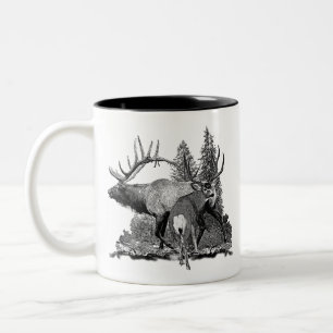 Bull and buck 3 Two-Tone coffee mug