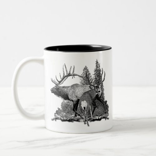 Bull and buck 3 Two_Tone coffee mug