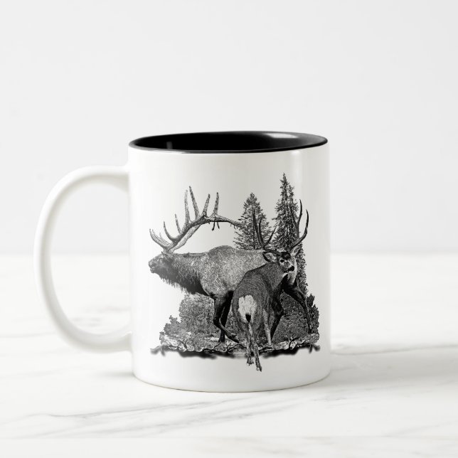Bull and buck 3 Two-Tone coffee mug (Left)