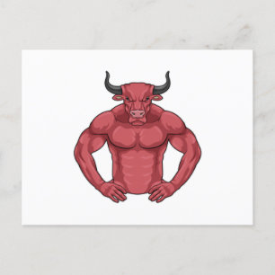 Bull as Bodybuilder extreme Postcard