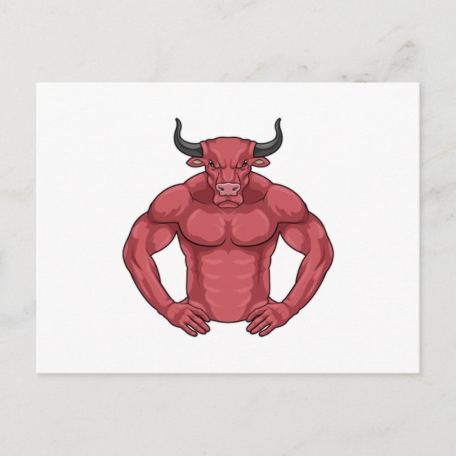 Bull as Bodybuilder extreme Postcard (Front)