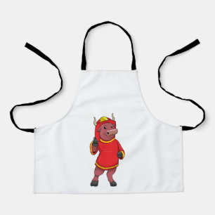 Bull as Firefighter with Helmet Apron