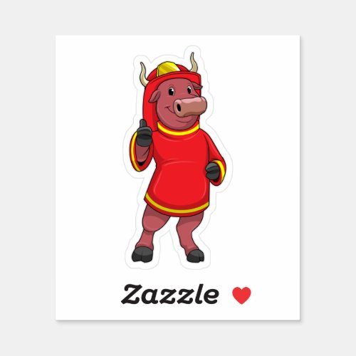 Bull as Firefighter with Helmet Sticker