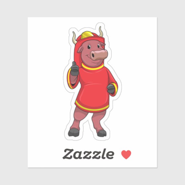 Bull as Firefighter with Helmet Sticker (Sheet)