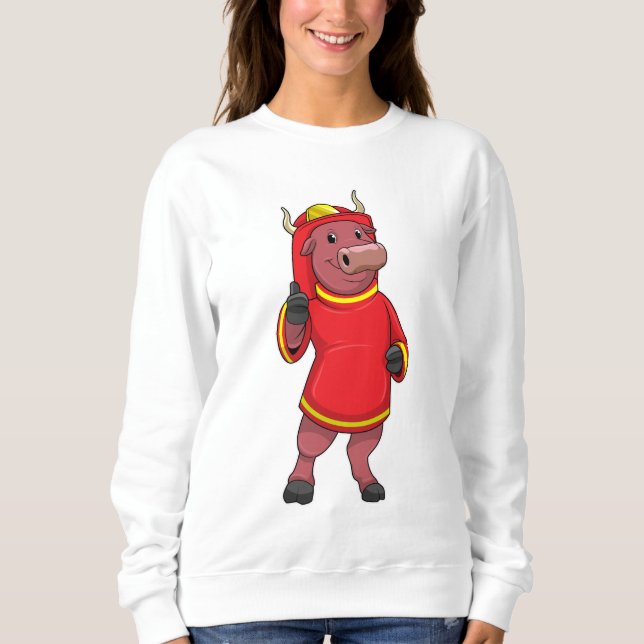 Bull as Firefighter with Helmet Sweatshirt (Front)