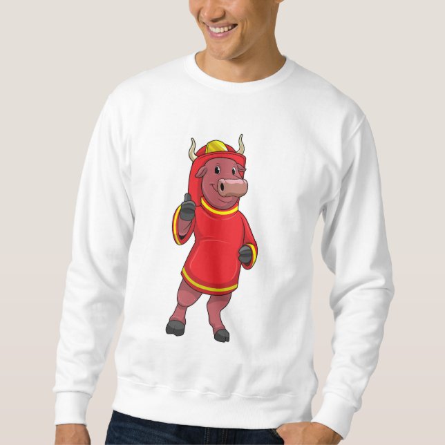 Bull as Firefighter with Helmet Sweatshirt (Front)