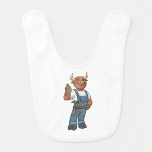 Bull as Handyman with Hammer Baby Bib