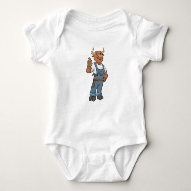 Bull as Handyman with Hammer Baby Bodysuit (Front)