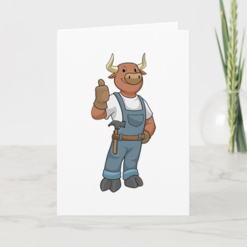 Bull as Handyman with Hammer Card