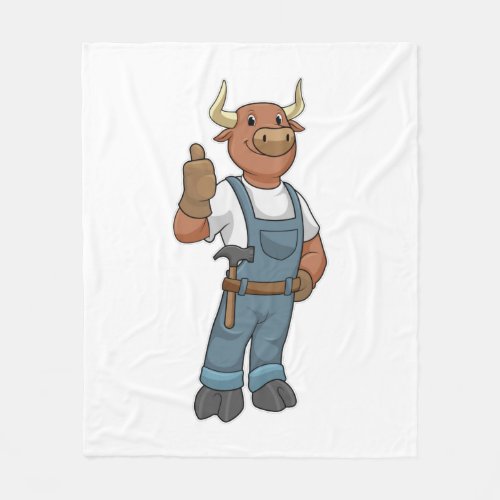 Bull as Handyman with Hammer Fleece Blanket