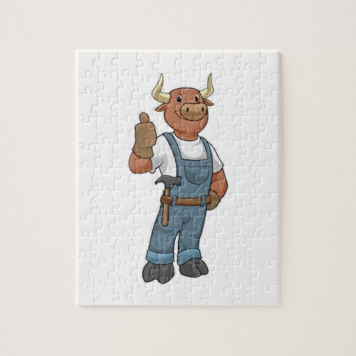 Bull as Handyman with Hammer Jigsaw Puzzle