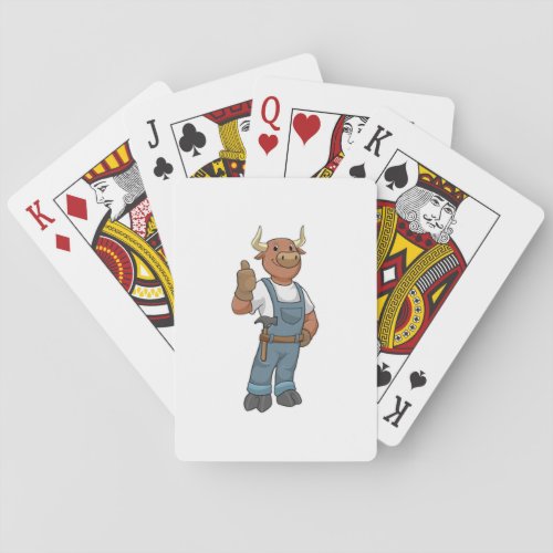 Bull as Handyman with Hammer Poker Cards