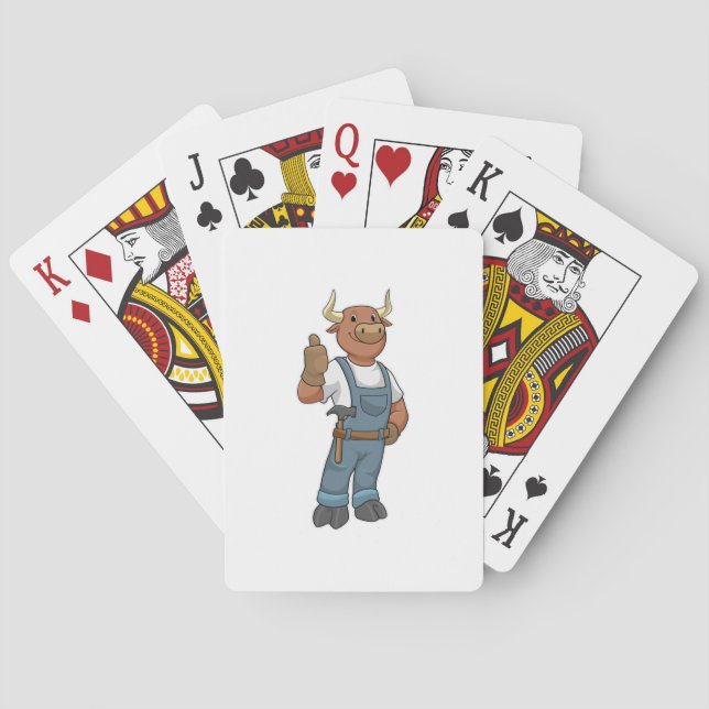 Bull as Handyman with Hammer Poker Cards (Back)