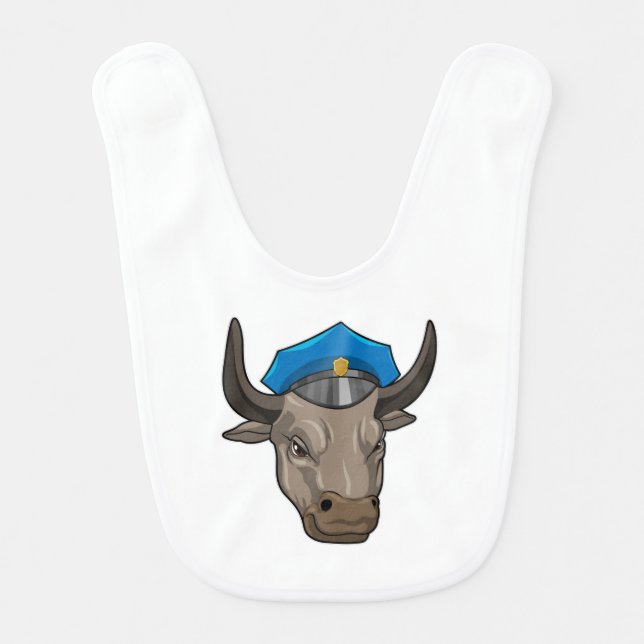 Bull as Police officer Police Baby Bib (Front)