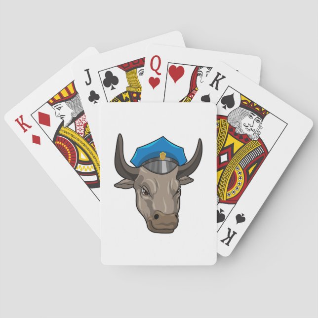 Bull as Police officer Police Poker Cards (Back)