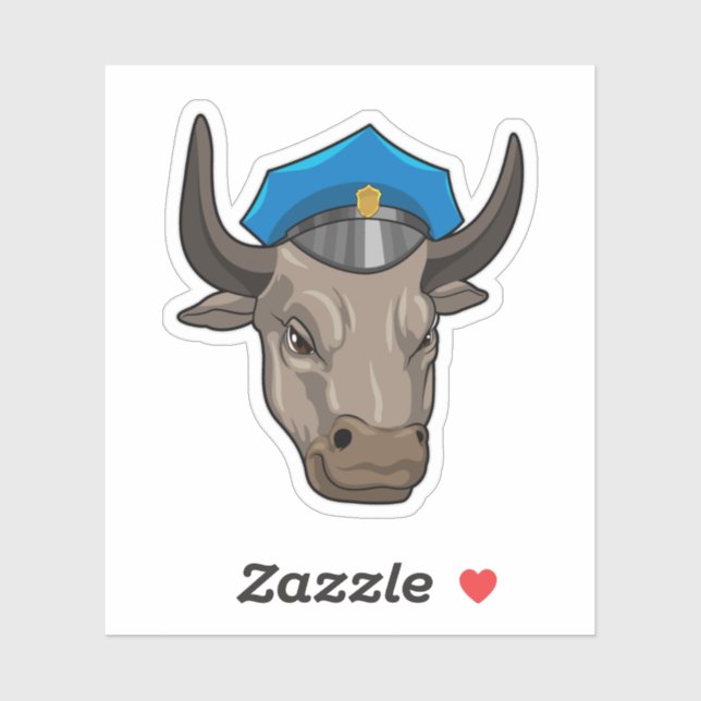Bull as Police officer Police Sticker (Sheet)