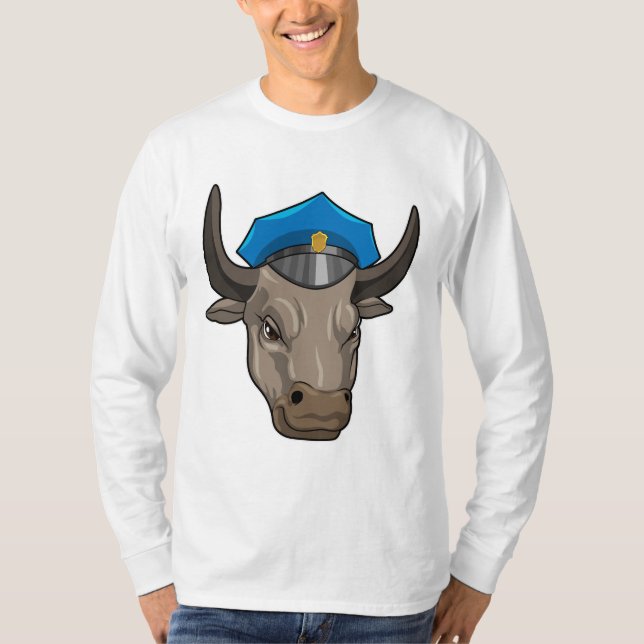 Bull as Police officer Police T-Shirt (Front)