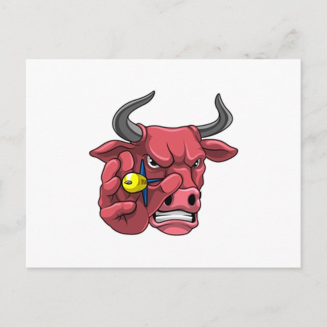 Bull at Darts with Dart Postcard (Front)