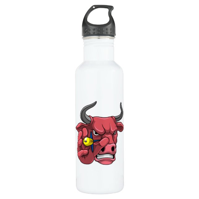 Bull at Darts with Dart Stainless Steel Water Bottle (Front)