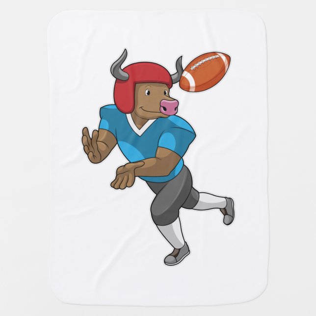 Bull at Football Sports Baby Blanket (Front)