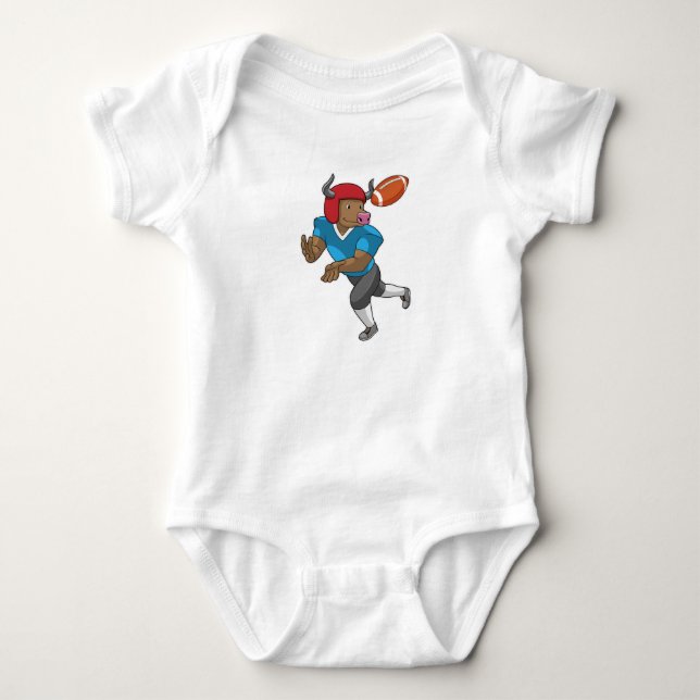 Bull at Football Sports Baby Bodysuit (Front)