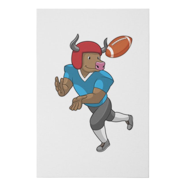 Bull at Football Sports Faux Canvas Print (Front)