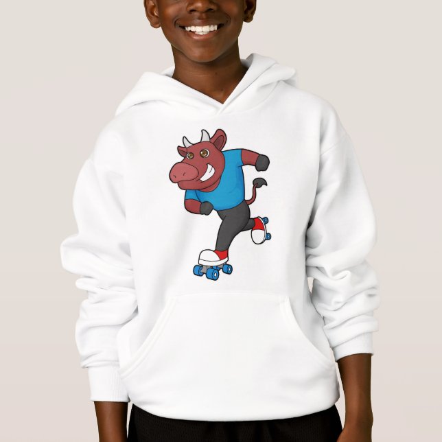 Bull at Inline skating with Roller skates Hoodie (Front)