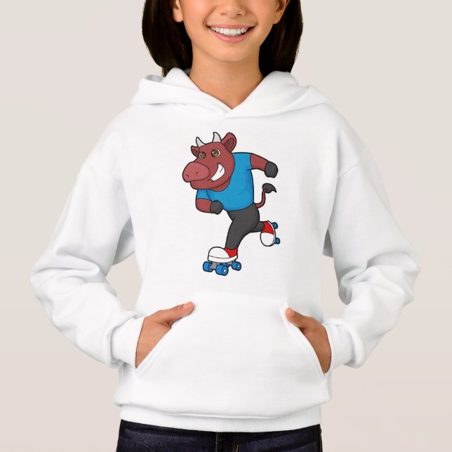 Bull at Inline skating with Roller skates Hoodie (Front)