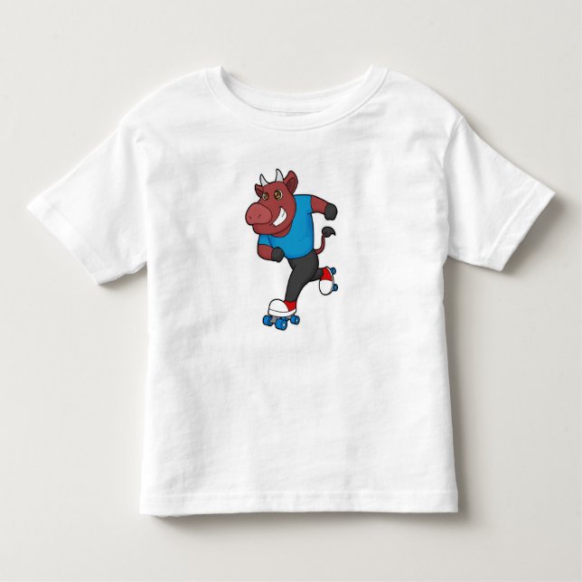 Bull at Inline skating with Roller skates Toddler T-shirt (Front)