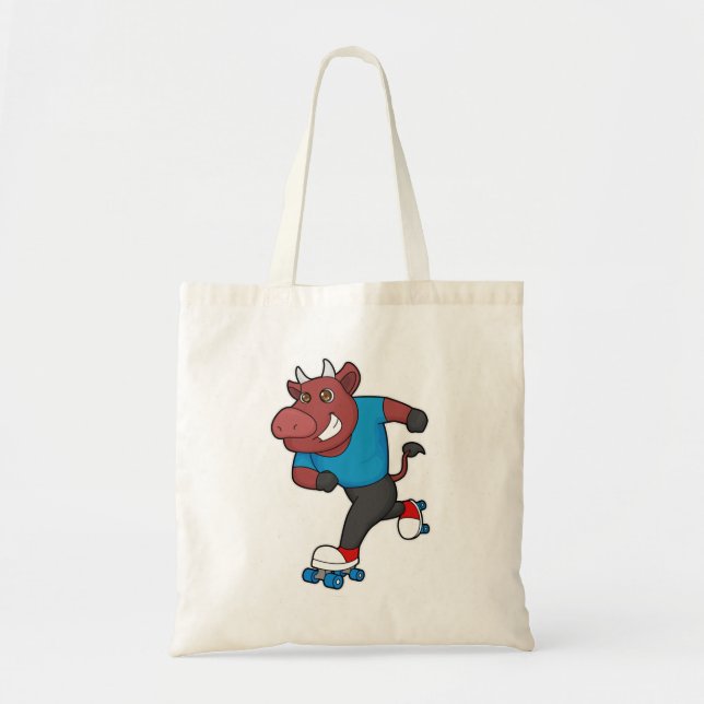 Bull at Inline skating with Roller skates Tote Bag (Front)