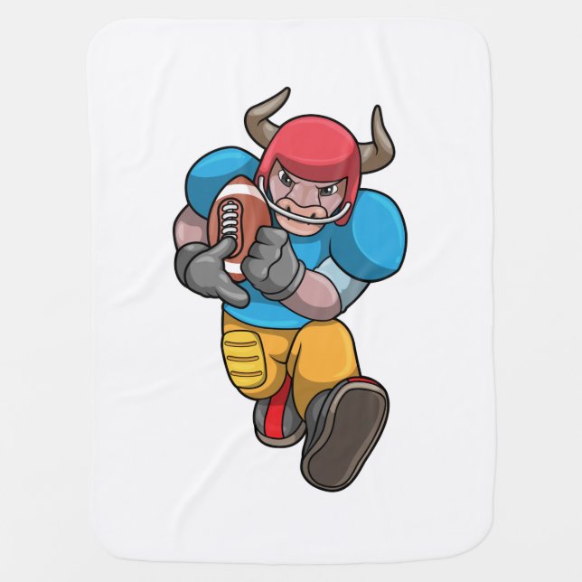 Bull at Sports with Football & Helmet Baby Blanket (Front)
