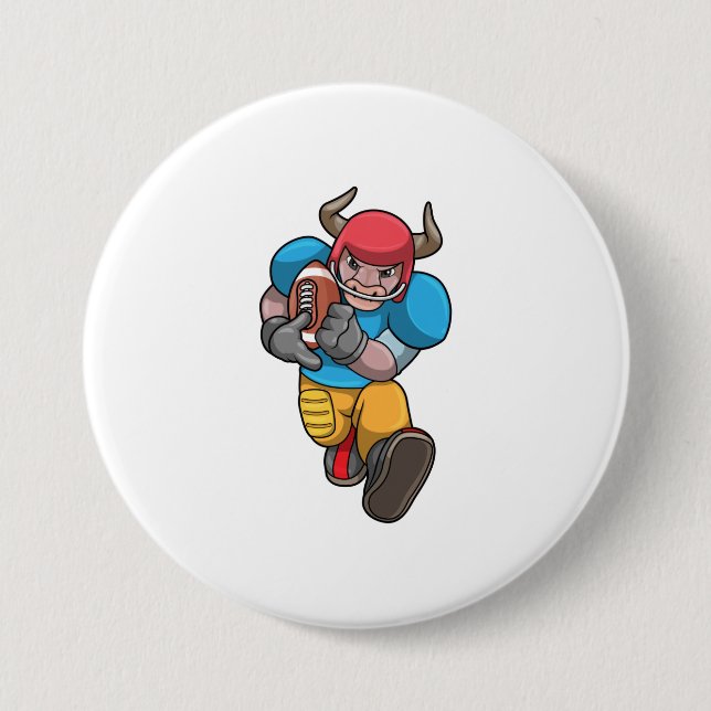 Bull at Sports with Football & Helmet Button (Front)