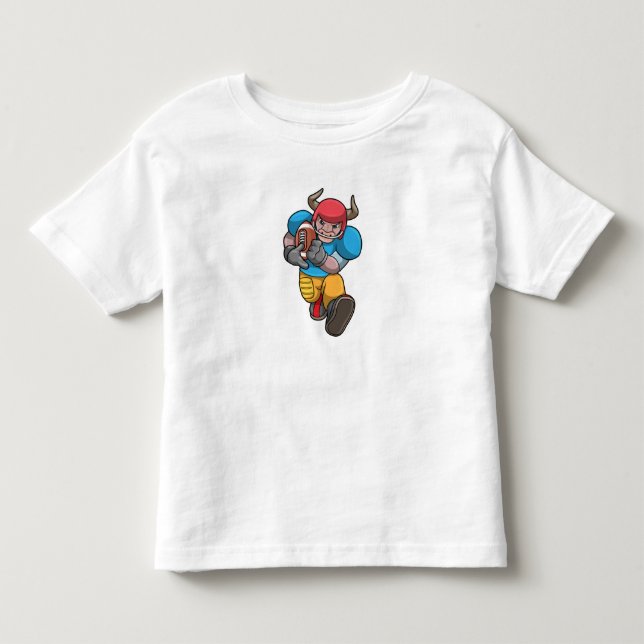 Bull at Sports with Football & Helmet Toddler T-shirt (Front)