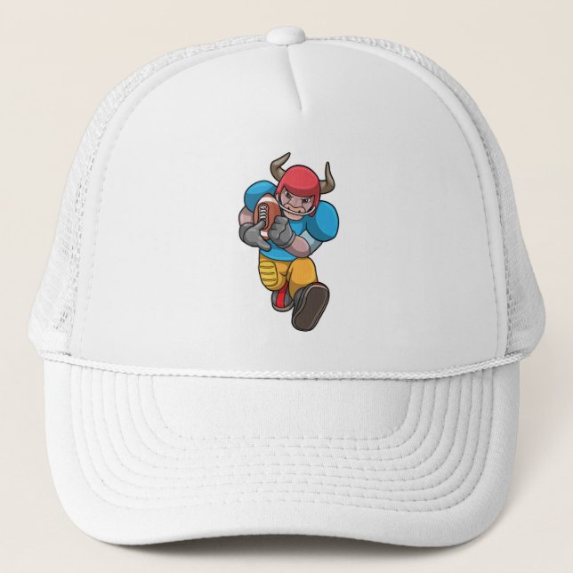Bull at Sports with Football & Helmet Trucker Hat (Front)