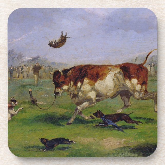 Bull Baiting (oil on paper laid on panel) Beverage Coaster (Front)
